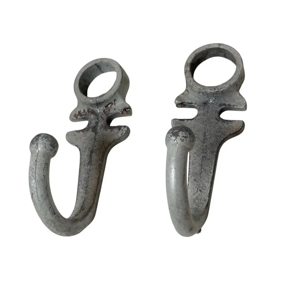 RESTORATIVE HARDWARE 2 ANTIQUE Wrought Iron Farm Style Heavy Duty Hooks Blankets
